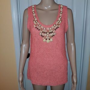 Beautiful knit top with wooden accents